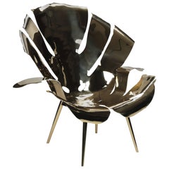 The Philodendron Leaf Lounge Chair in Solid Brass by Christopher Kreiling
