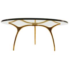 Bronze and Glass Coffee Table by Kouloufi for Ets Vanderborght Frères, 1958