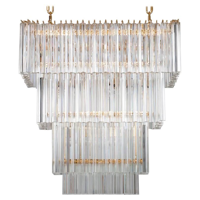 Customizable Rectangular Chandelier in Murano Glass Transparent For Sale