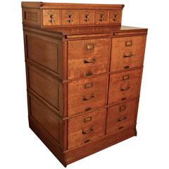 Large Edwardian 11-Drawer Oak Filing Cabinet by Shannon