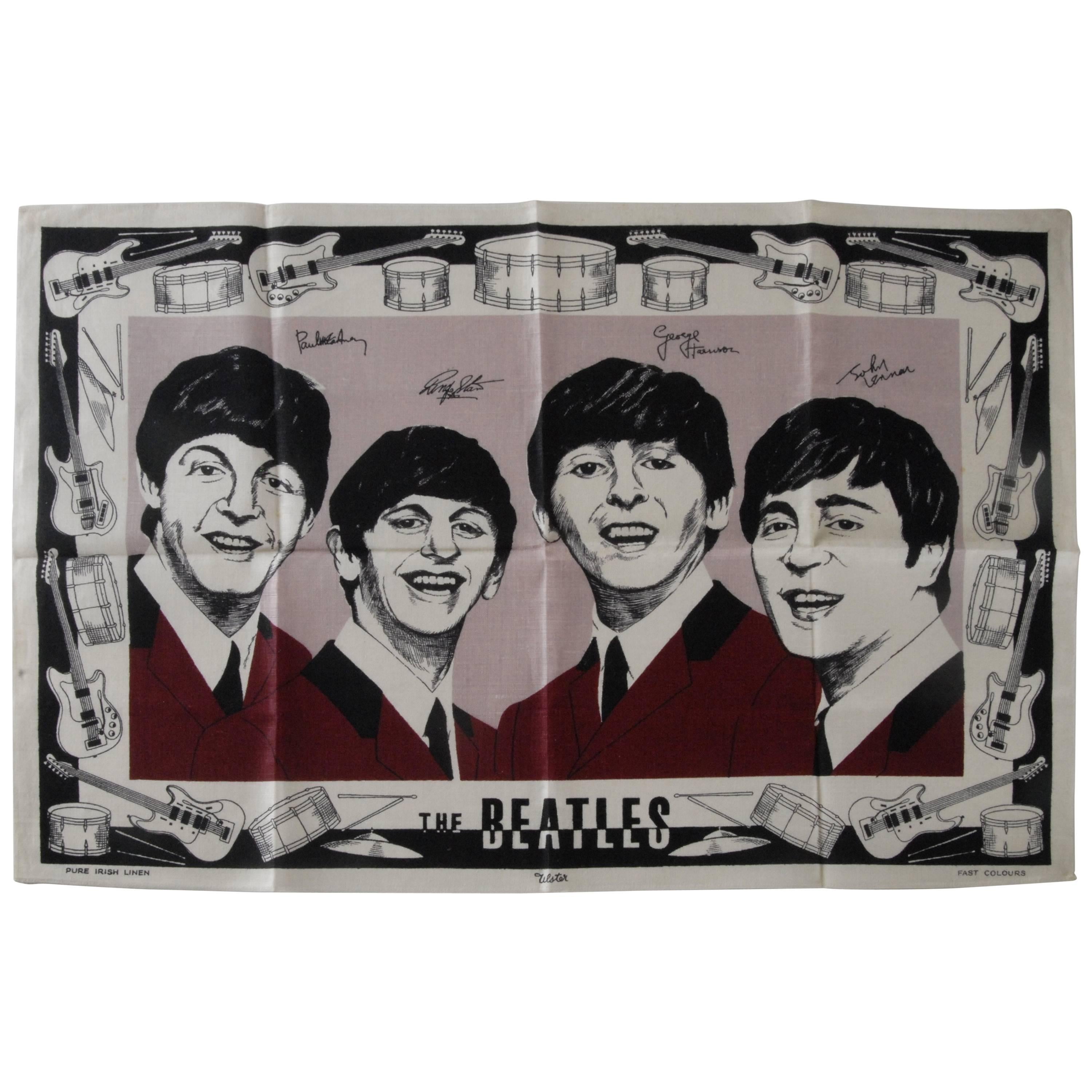 Beatles Irish Linen Tea Towel Souvenir 1964