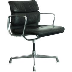 Vintage Black Leather Eames for Herman Miller Soft Pad Aluminium Group Chair Vintage Black Leather Eames for Herman Miller Soft Pad Aluminium Group Chair
