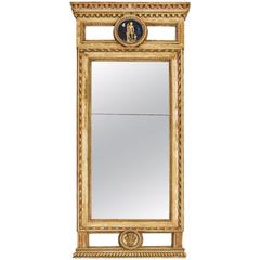 Antique Mirror Attributed to Lago Lundén, Giltwood and Paint, Late Gustavian, circa 1820