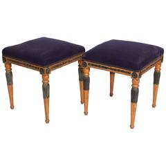 Pair of Late Gustavian Giltwood and Paint Stools, Stockholm, Sweden, circa 1800