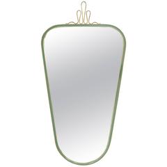 Brass and Mint Enameled Mirror, 1950s