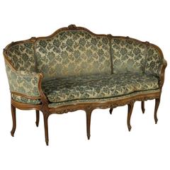 Elegant Finely Carved Walnut Corbeille Sofa, France, Early 18th Century