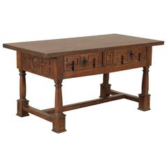 Spanish Solid Walnut 17th Century Table with Turned Legs