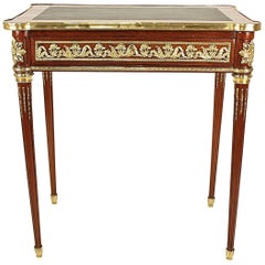 Antique Rare Small Louis XVI Style Mahogany Bureau Plat or Side Table