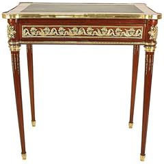 Rare Small Louis XVI Style Mahogany Bureau Plat or Side Table 7
