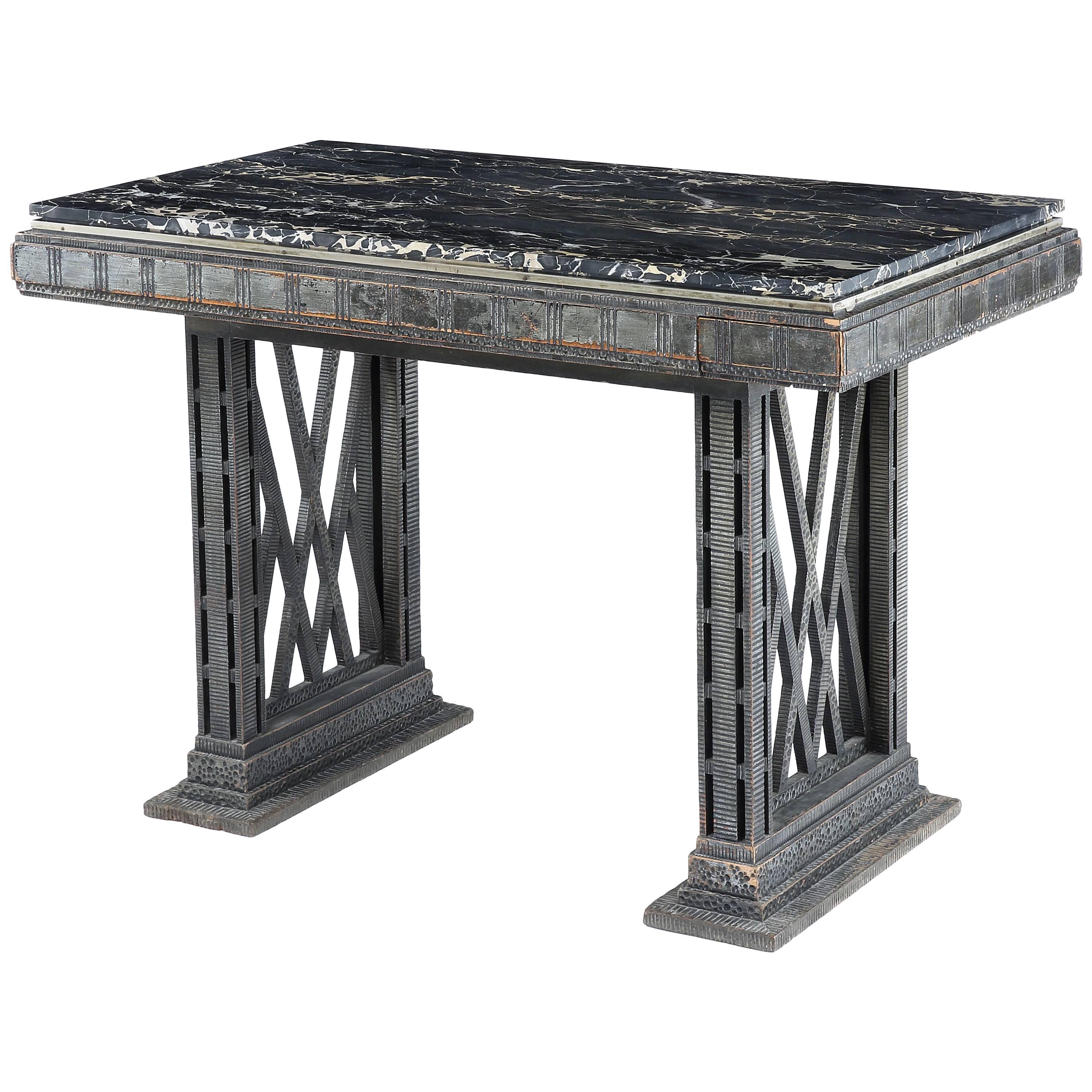 Patinated Iron Side Table  For Sale