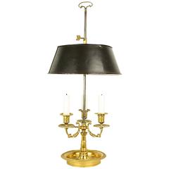 19th Century Louis XVI Style Gilt-Bronze and Tole Bouillotte Lamp