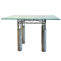 Glass Table, Concrete and Concrete Iron, Italy, 1980