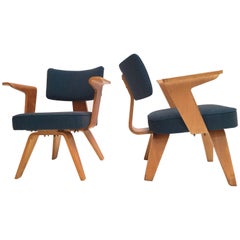 Pair of Plywood Cor Alons HF506 Easy Chairs for Den Boer Gouda the Netherlands