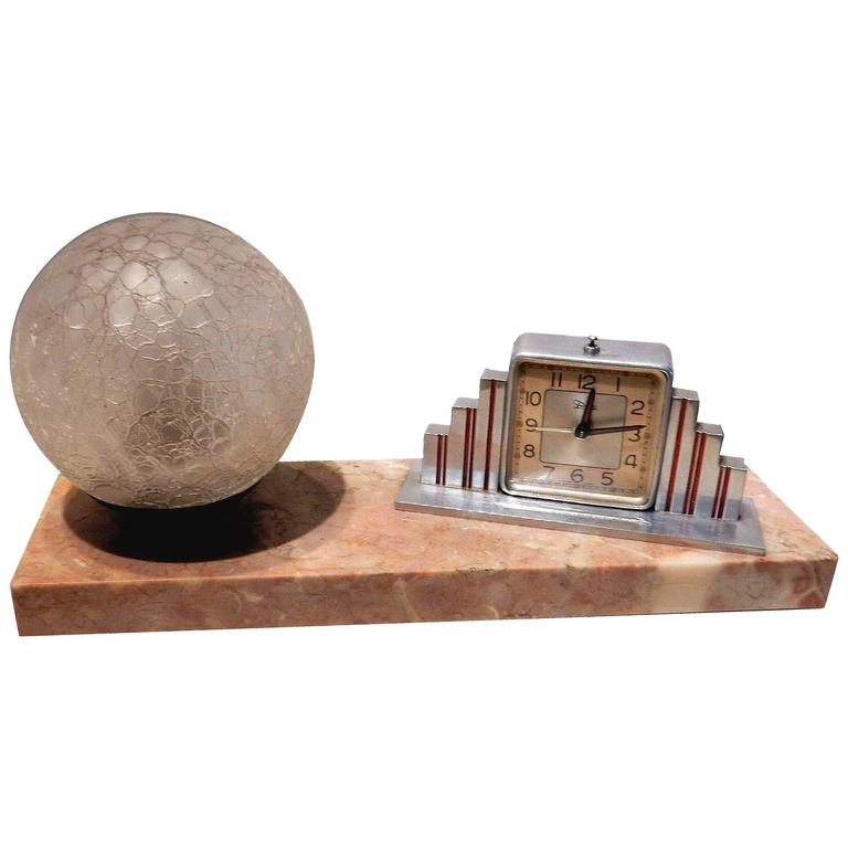 Original 1930s Art Deco French Lamp and Clock at 1stdibs