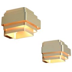 Pair of Gold Colored Aluminium Wall Lamps by Jules Wabbes