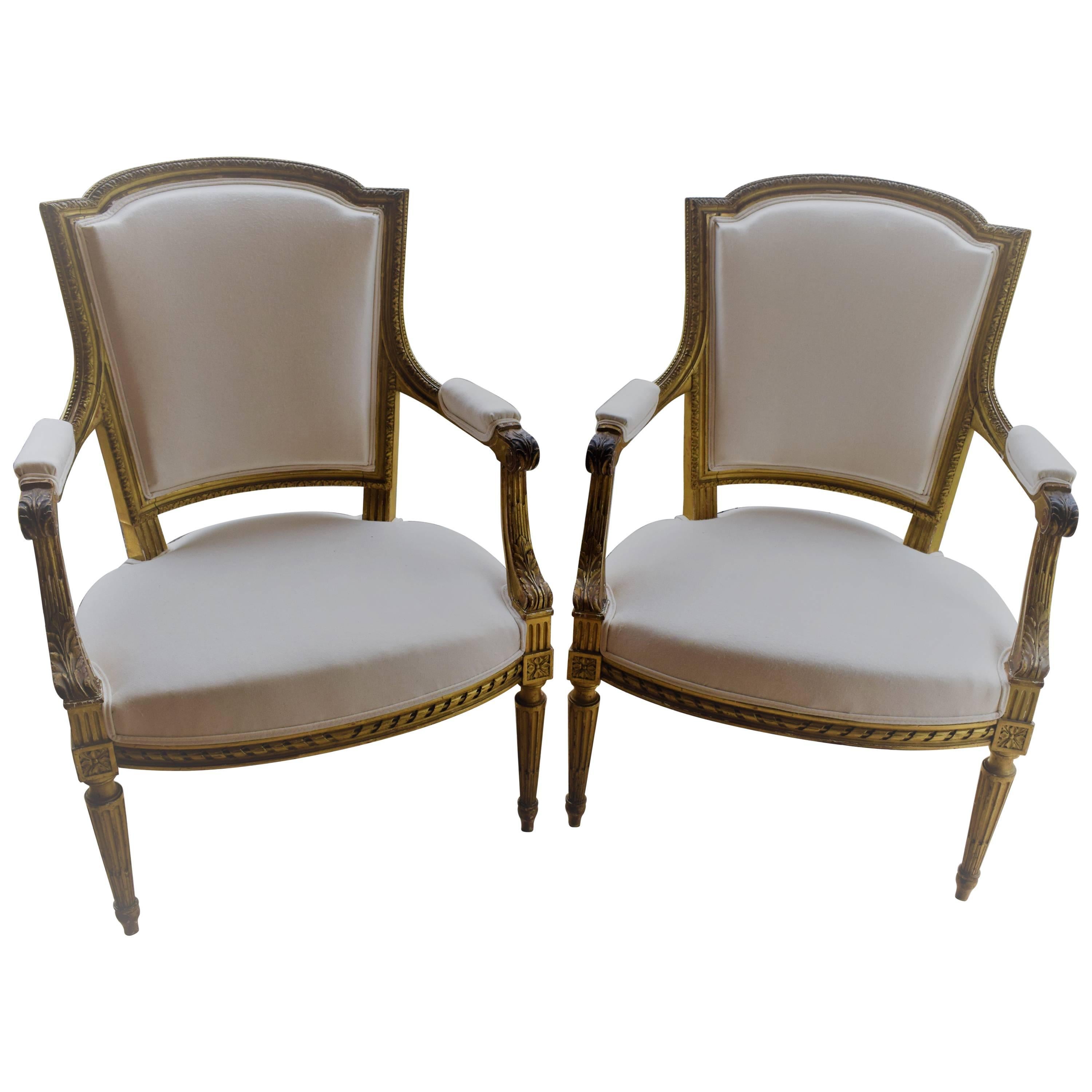 Pair of French 19th Century Louis XVI Style Chairs For Sale