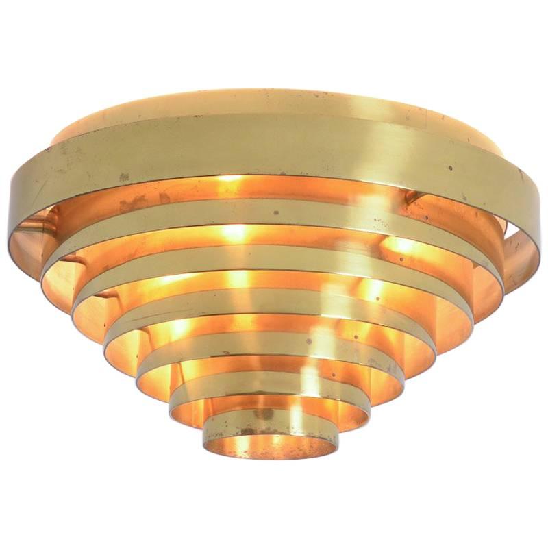 Unique Brass Ceiling Lamp by Jules Wabbes, 1969 For Sale