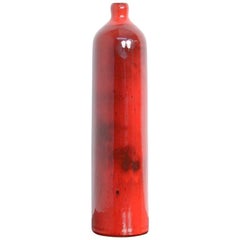 Red Ceramic Bottle-Shaped Vase by Perignem