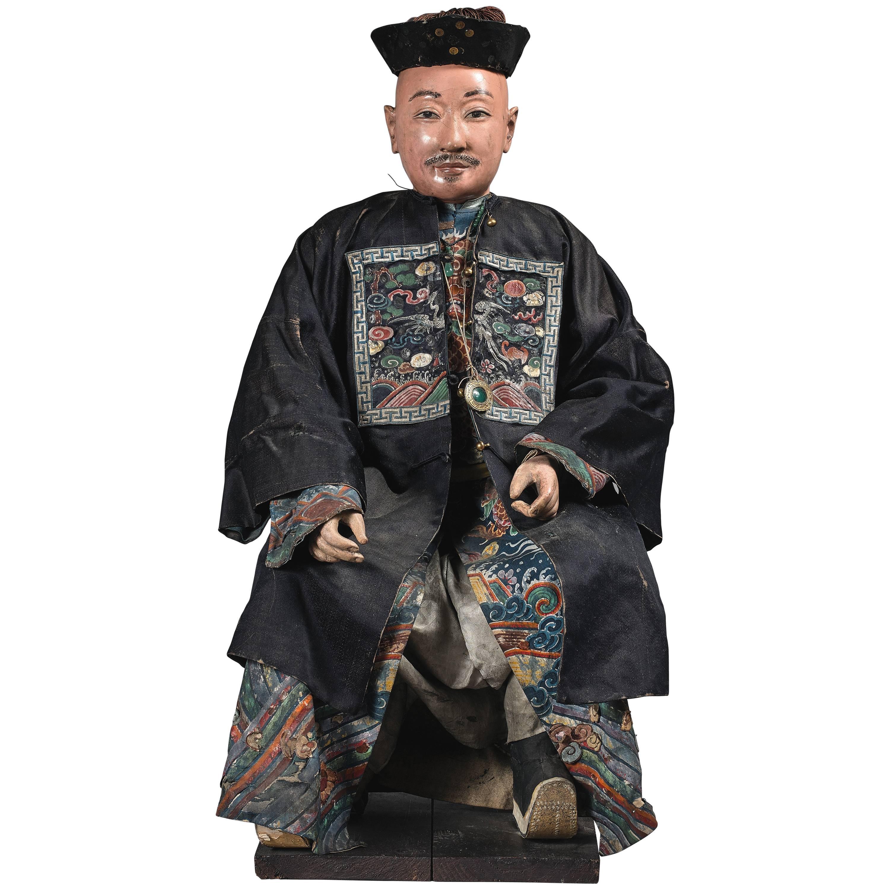 Very Rare Early 19th Century Chinese Hong Merchant Figure For Sale