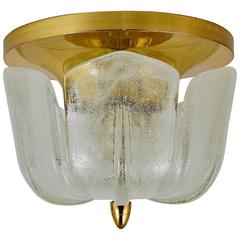 Up to Three Mid-Century Limburg Brass and Glass Flush Mounts, Germany, 1970s 6