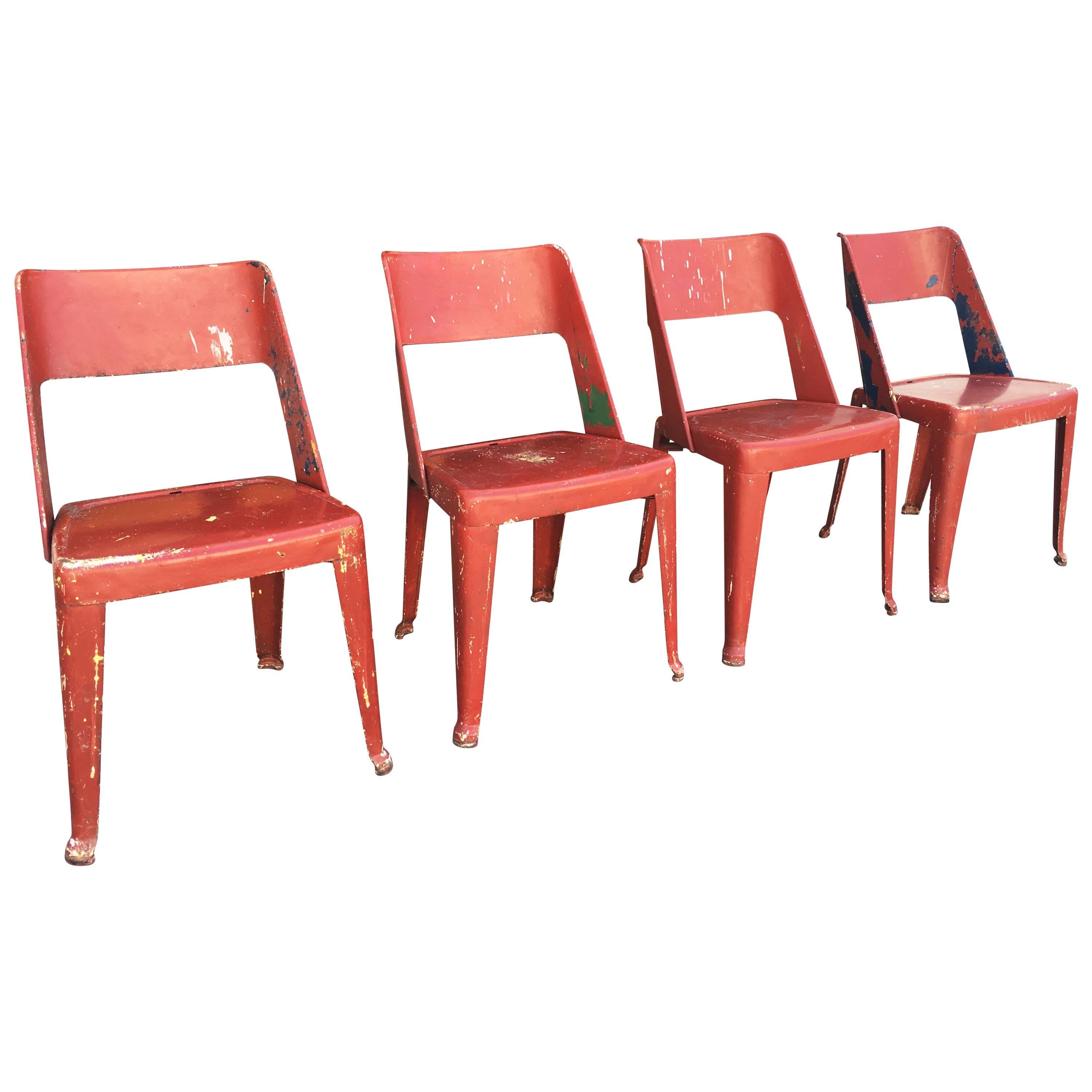 Rare Set of Four French Bistro Chairs