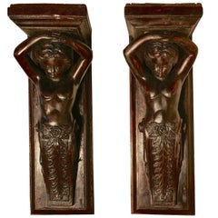 Pair of Early 19th Century Carved Putti, Wall Brackets