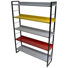 Vintage Multicolored Industrial Sheet Metal Bookcase by Tomado, 1950s