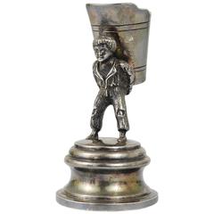1920s Silver Art Nouveau Toothpick Holder Displaying a Boy at Grape Harvest 8