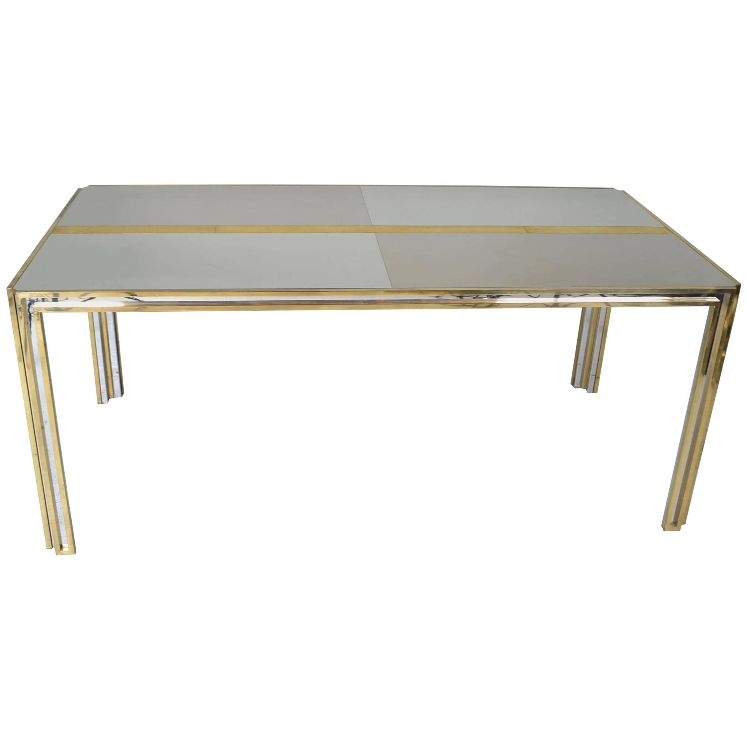 Steel and Brass Table Italy, circa 1970