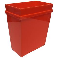 Vintage Postmodern Lucite Style Orange Wastebasket