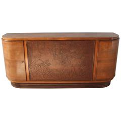 Fine French Art Deco Sideboard with Two Carved Center Doors by Maison Guerin 4