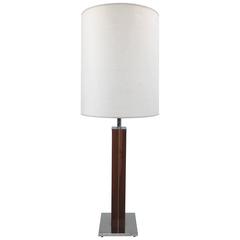 Mid-Century Nessen Table Lamp with Walnut and Chrome Base-Taller Version