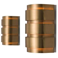 Hans-Agne Jakobsson Set of Two Rounded Brass Wall Lights 5