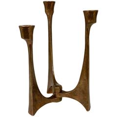 Mid-Century Brutalist Bronze Candleholder by Michael Harjes, Germany, 1960s