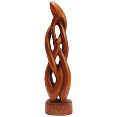 1960s Large Teak Abstract Wooden Twist Sculpture 5