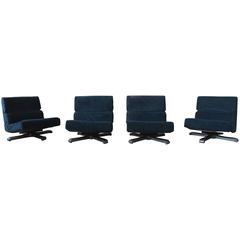 Four French 1970s Swivel Lounge Chairs 11