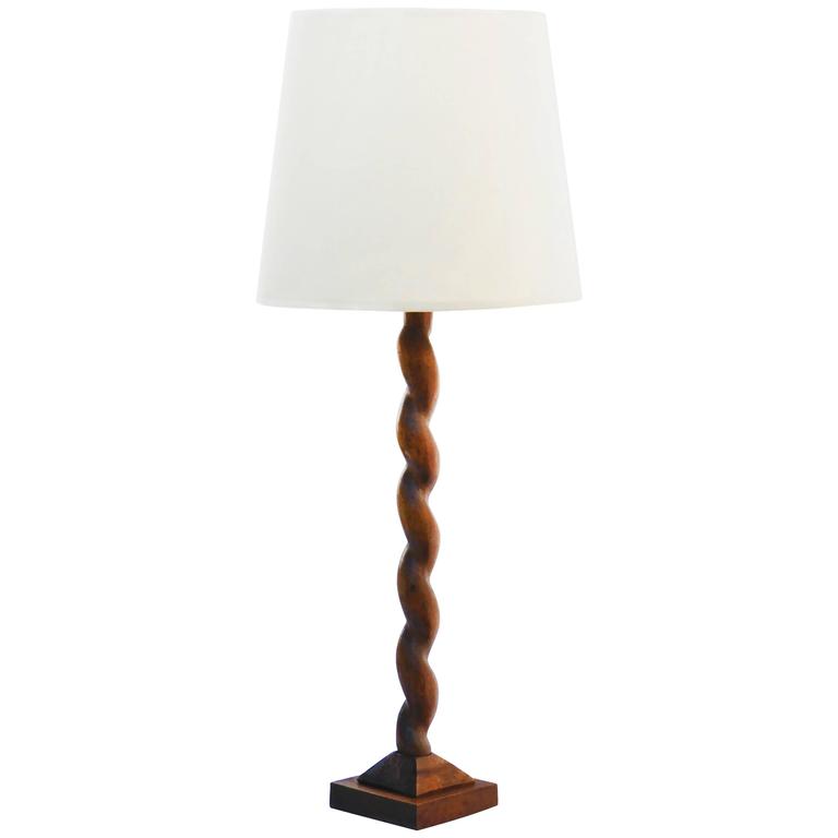 French Provincial Table Lamp Carved Barley Twist Naive Primitive French Provincial Table Lamp Carved Barley Twist Naive Primitive Folk Art Light For