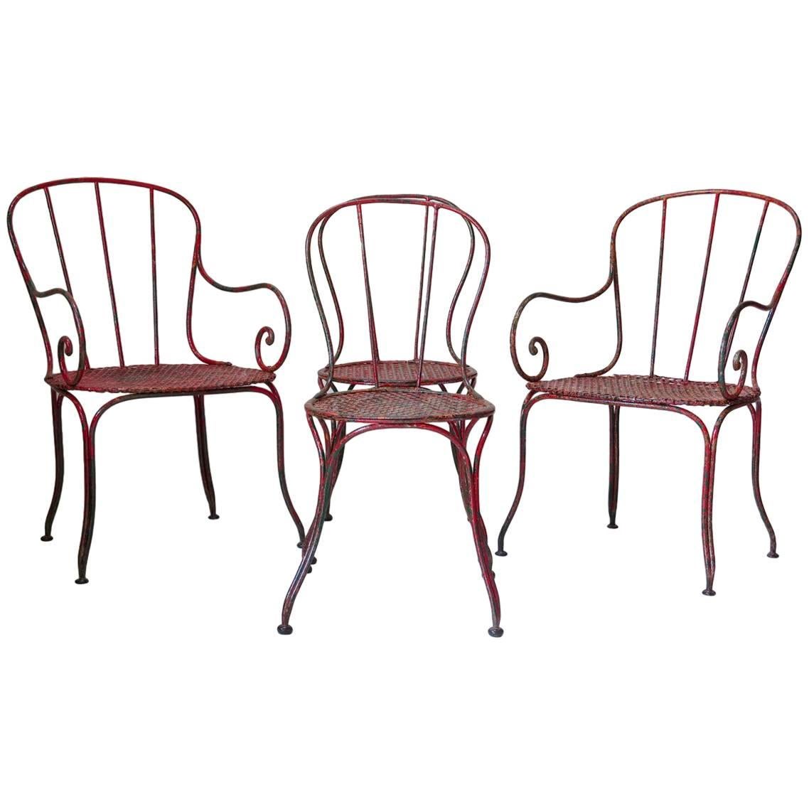 French circa 1900 Wrought Iron Chair and Armchair Set