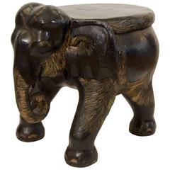 Vintage Carved Wood Elephant Stool / Table