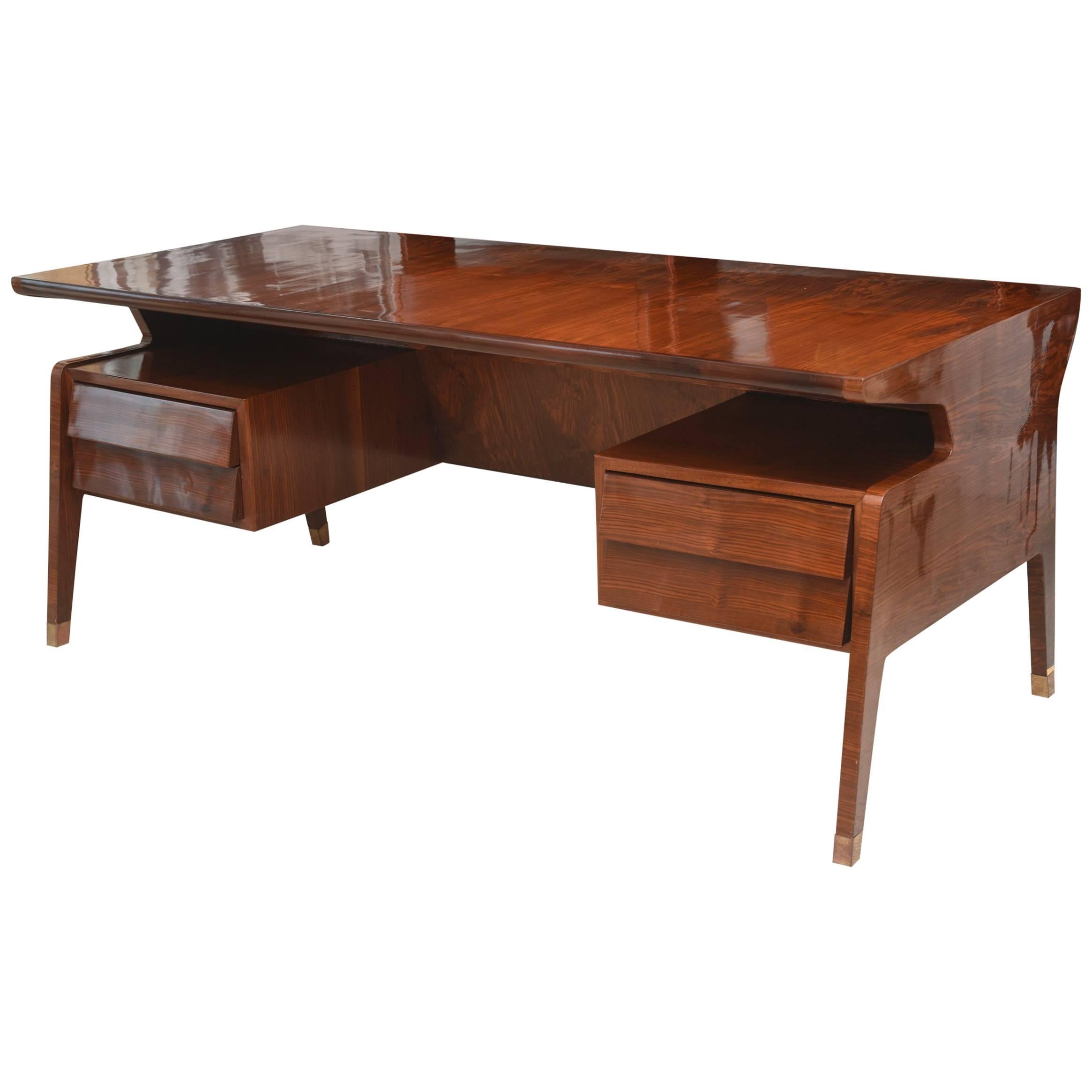 Fine Italian Modern Rosewood Desk, Guglielmo Ulrich For Sale