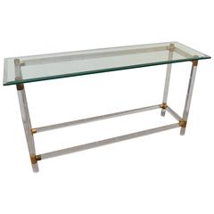 Brass and Lucite Console Table by Charles Hollis Jones