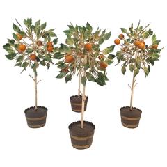 Vintage Italian Tole Orange Trees in Planters