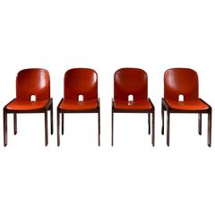 Set of 4 Walnut & Leather "121" Chairs by Afra & Tobia Scarpa for Cassina, 1965 6