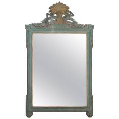 French Painted Louis XVI Style Mirror with Agricultural Motifs