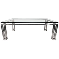 Chrome Base Coffee Table with Floating Glass Top