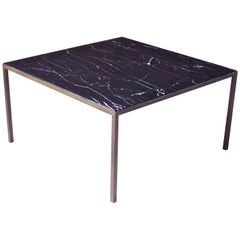Vintage Italian Black  Marble and Bronze Square Coffee Table, 1970s