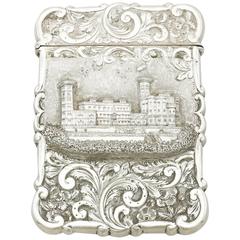 Antique Victorian Sterling Silver Castle Top Card Case 3
