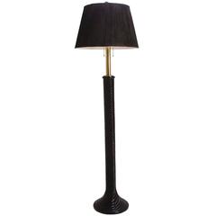 Hollywood Ebony Resin and Brass Swirl Floor Lamp 12