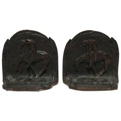 Early 20th Century Horse and Rider Bronze Bookends 6