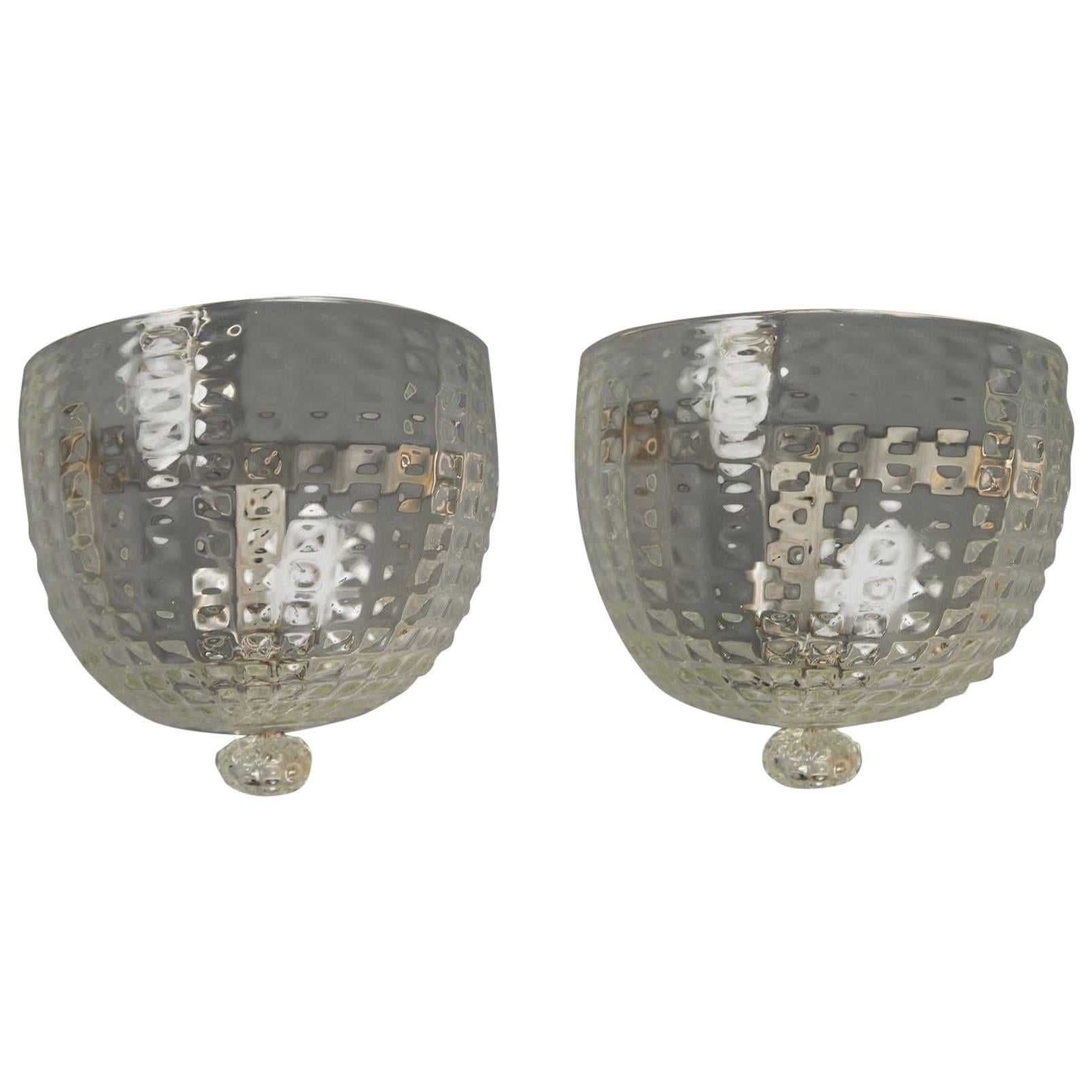 Matched Pair of Handblown Glass Sconces by Venini, Italy, 1930s